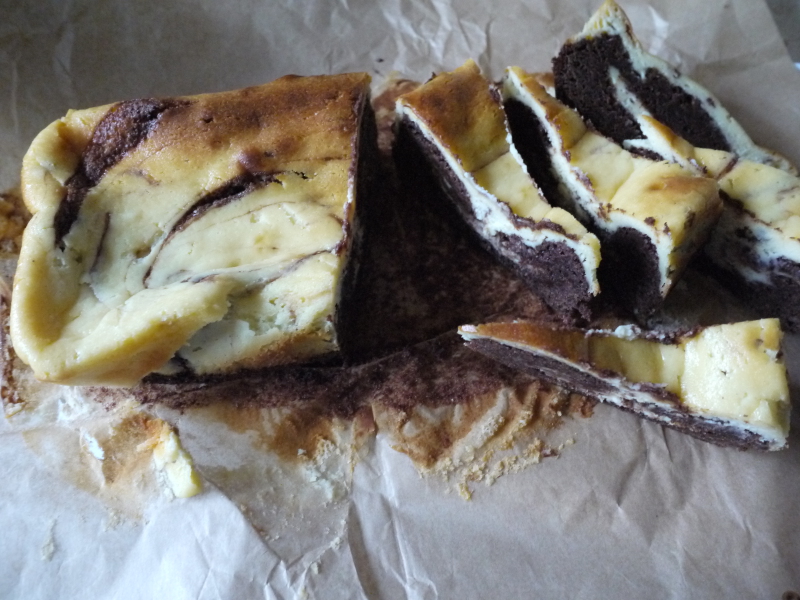 Slices of browniecheesecake