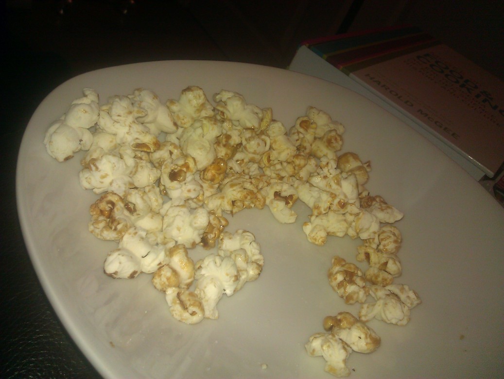 The end of a bowl of kettle corn